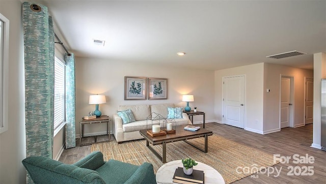 living room featuring hardwood / wood-style flooring