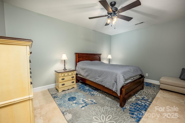 bedroom featuring ceiling fan