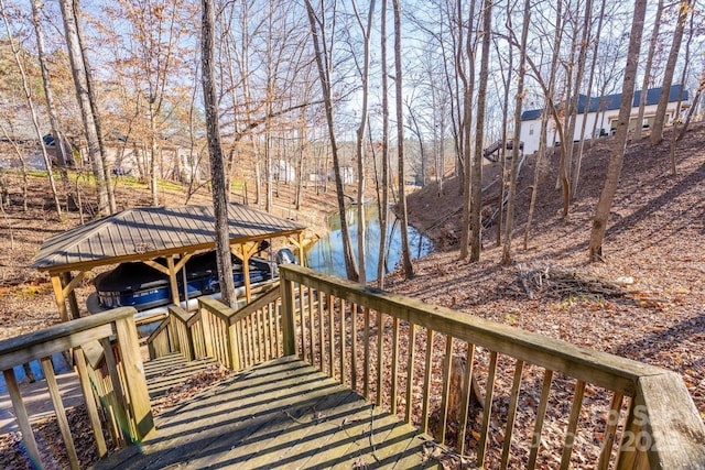 deck with a water view