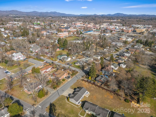 drone / aerial view with a mountain view