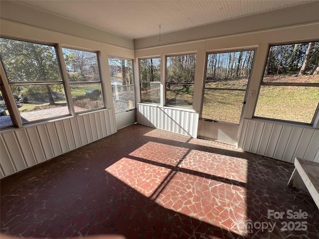 view of unfurnished sunroom