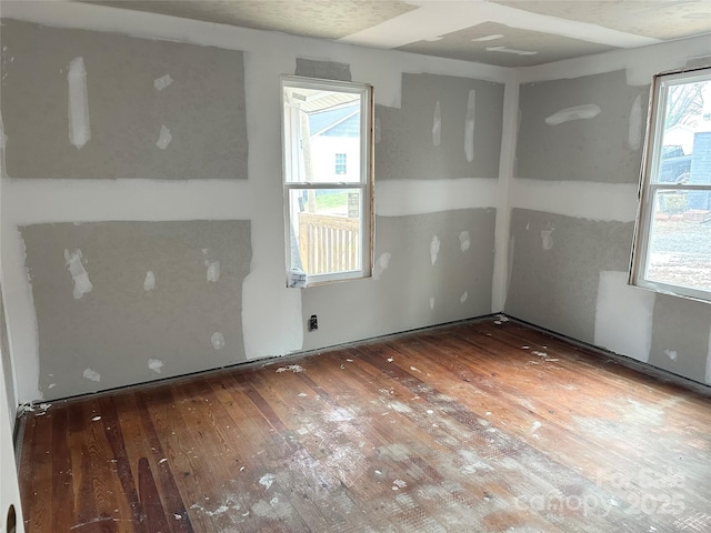 empty room with hardwood / wood-style flooring