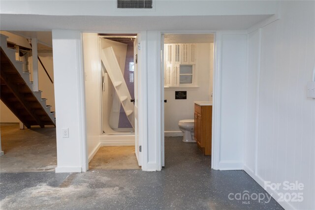 1035 Timberlane Dr, Lincolnton, NC 28092 - interior space featuring baseboards, visible vents, and stairway