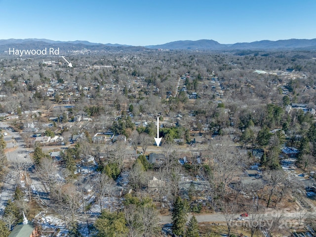 bird's eye view with a mountain view