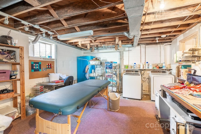 basement with independent washer and dryer