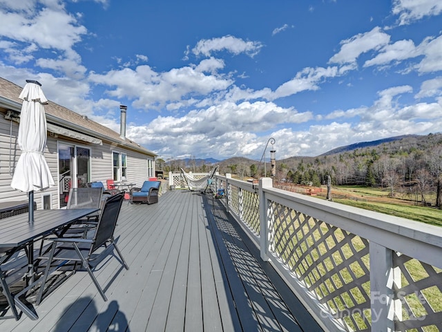 deck with a mountain view