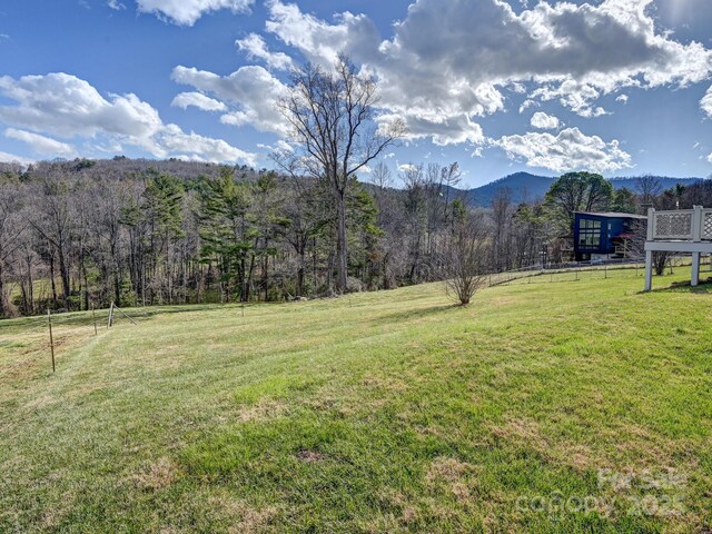 view of yard with a mountain view