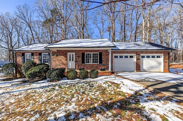 single story home with a garage