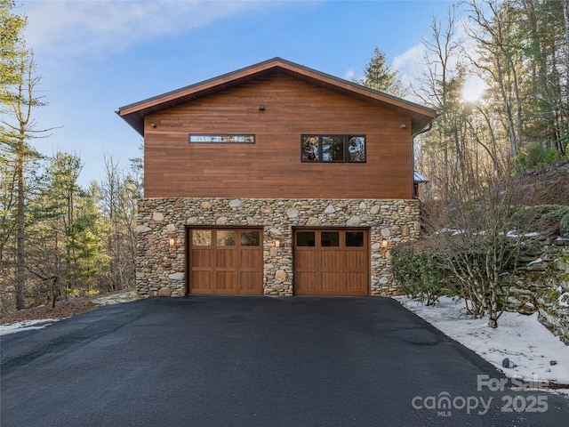 exterior space with a garage