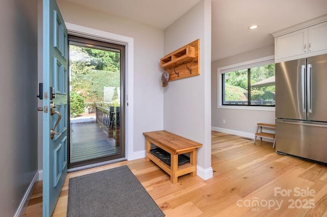 mudroom featuring light hardwood / wood-style flooring and plenty of natural light