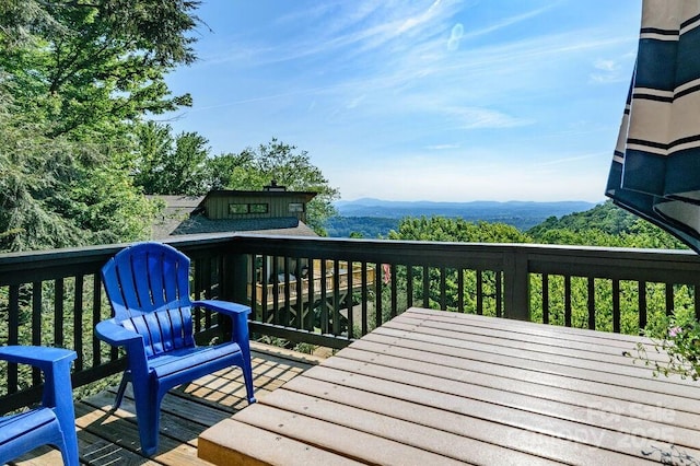 deck with a mountain view