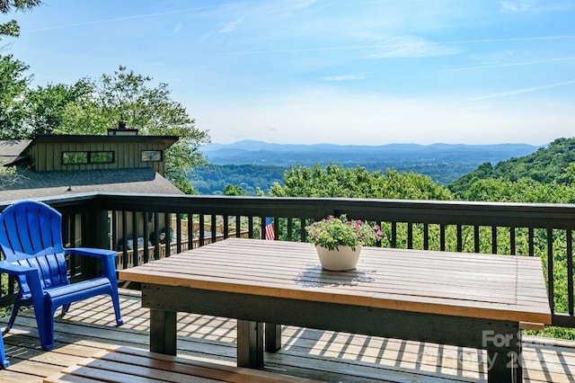 deck featuring a mountain view