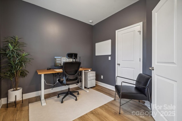 office area with hardwood / wood-style flooring