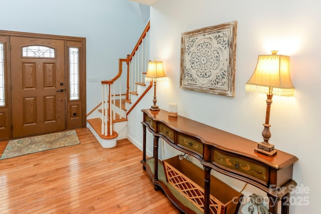 entryway with light wood-type flooring