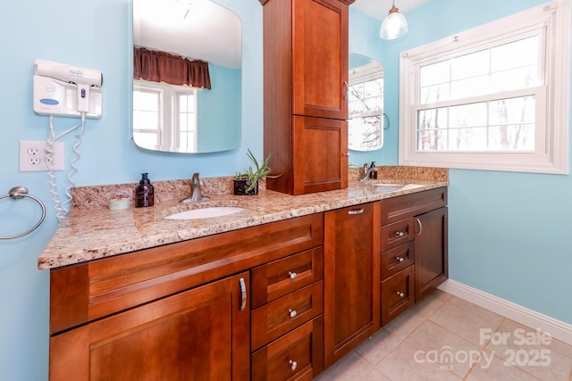 bathroom featuring vanity and tile patterned floors