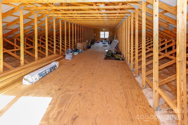 view of unfinished attic