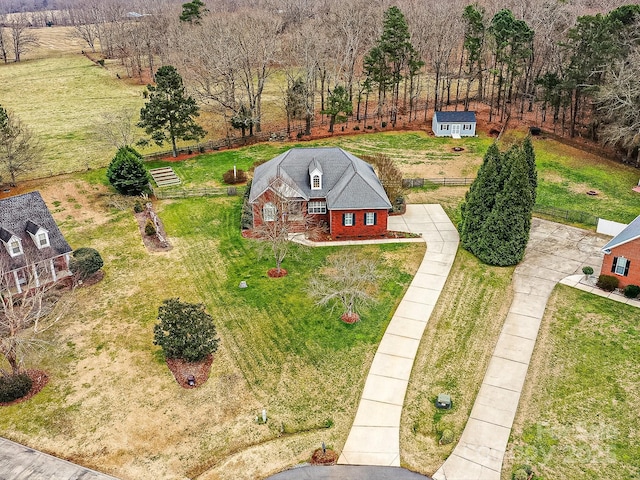 drone / aerial view with a rural view