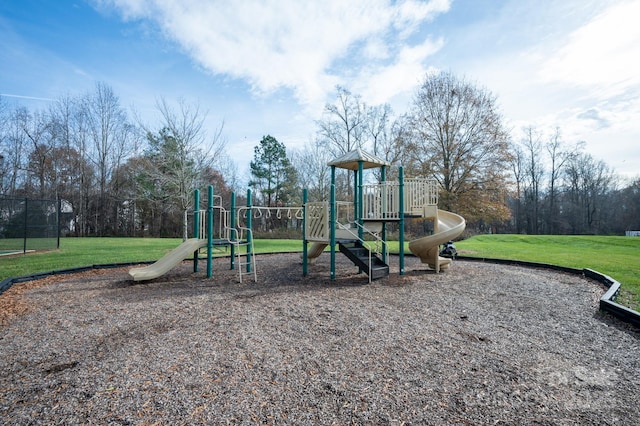 view of play area featuring a yard