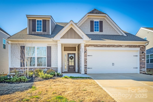 craftsman inspired home with a garage