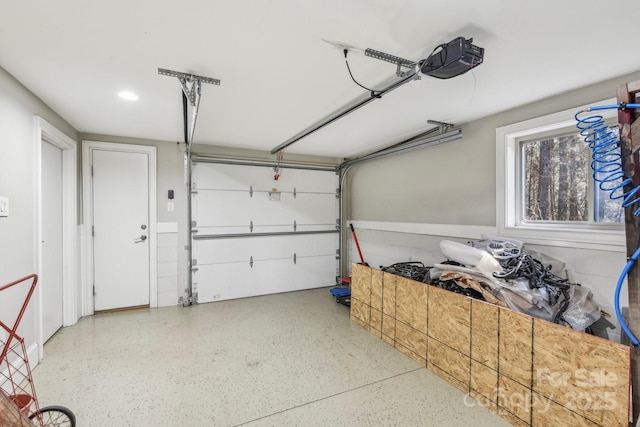 garage with a garage door opener