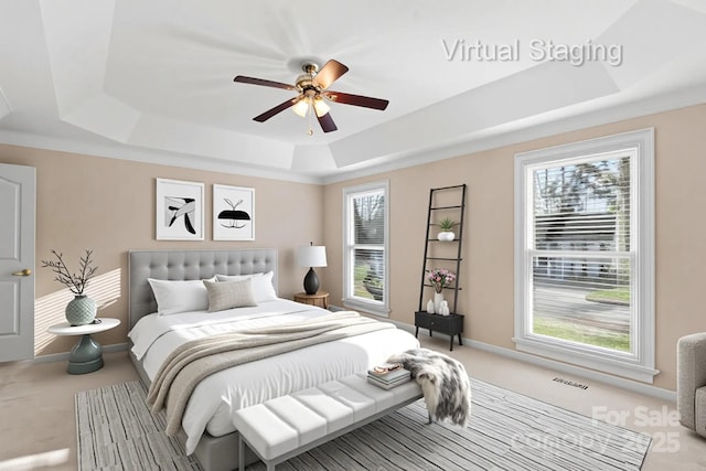 430 43rd Ave NW, Hickory, NC 28601 - carpeted bedroom with a raised ceiling and a ceiling fan