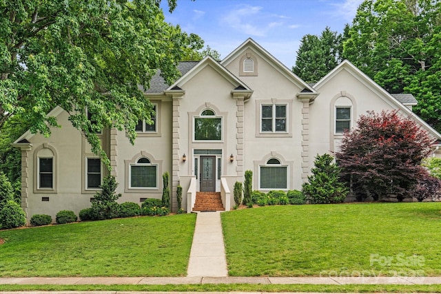 430 43rd Ave NW, Hickory, NC 28601 - view of front of property with a front lawn, stucco siding, and roof with shingles