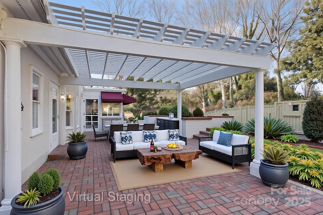 430 43rd Ave NW, Hickory, NC 28601 - view of patio / terrace with an outdoor living space, a pergola, and fence