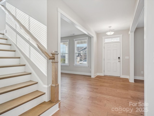 entrance foyer featuring light wood-type flooring