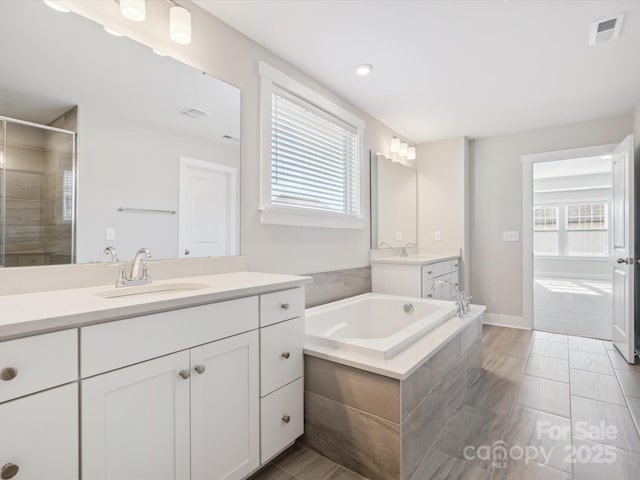 bathroom with vanity and a wealth of natural light