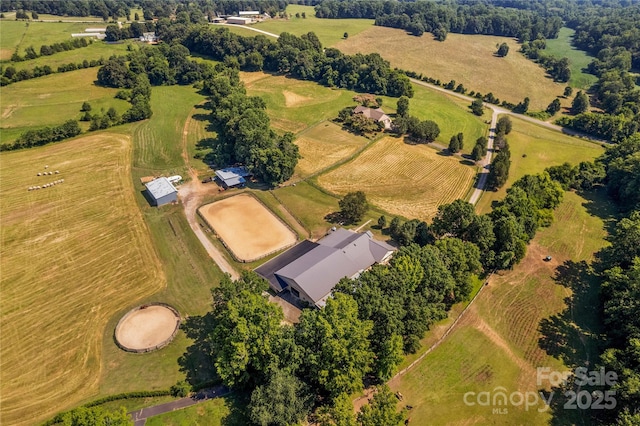 drone / aerial view with a rural view