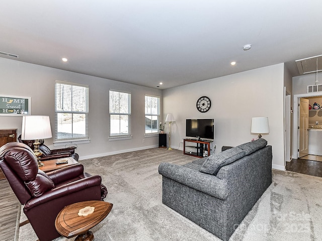 living room featuring carpet flooring