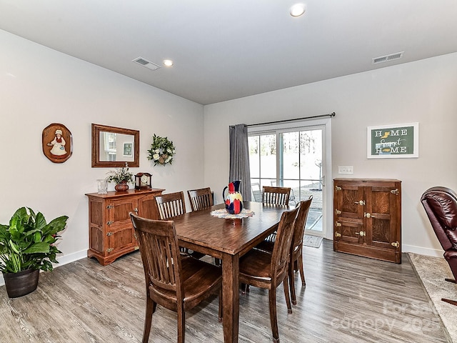 dining area featuring light hardwood / wood-style floors