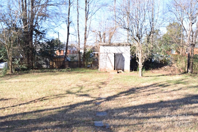 view of yard with a storage unit