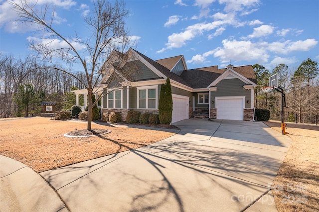 craftsman inspired home featuring a garage