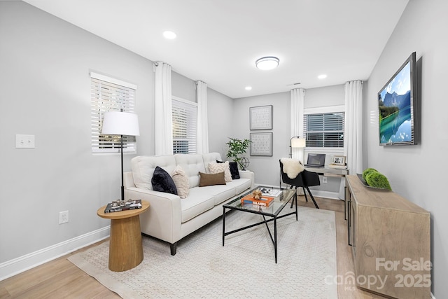 living room featuring light hardwood / wood-style flooring