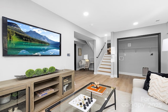 living room with wood-type flooring