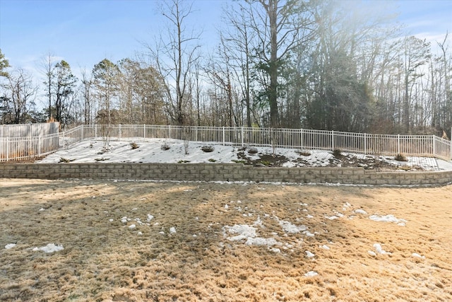 view of yard layered in snow