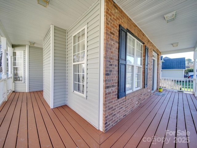 deck with a porch