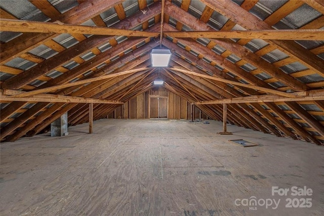 view of unfinished attic