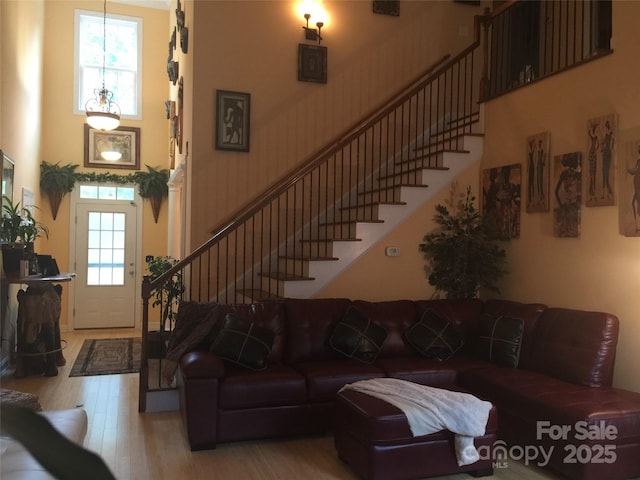 living room with a healthy amount of sunlight and light wood-type flooring