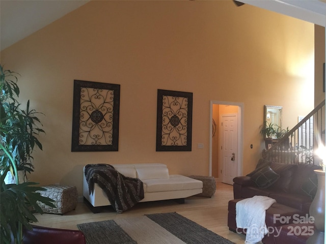 living room with light hardwood / wood-style floors