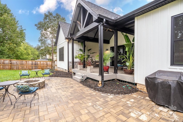 view of patio with area for grilling