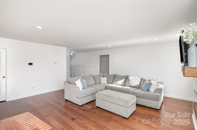 living room featuring hardwood / wood-style flooring