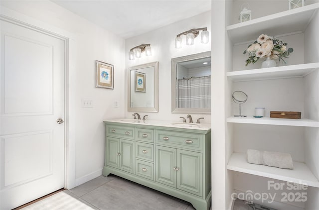 bathroom with vanity and a shower with curtain