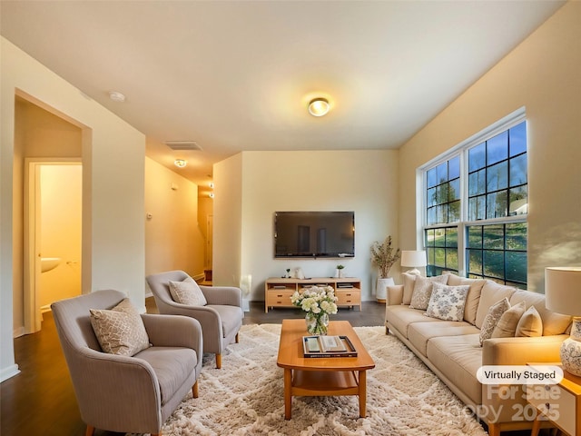 living room featuring light hardwood / wood-style flooring