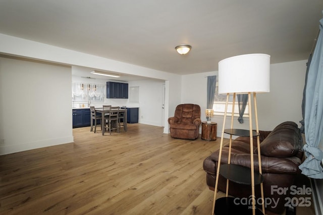 living room with light wood-type flooring