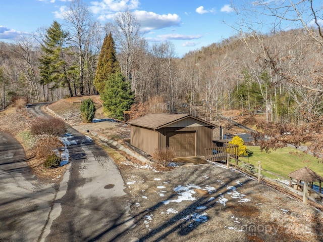 exterior space featuring a garage