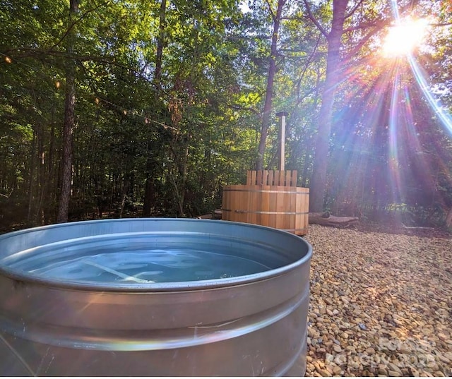 view of yard featuring a jacuzzi