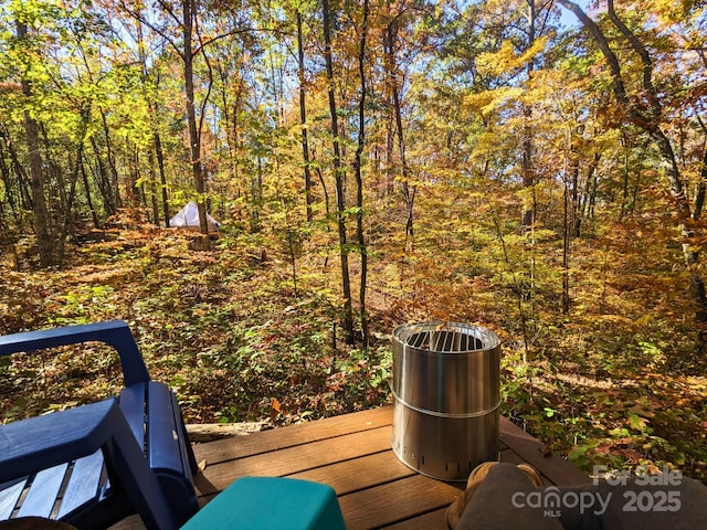 1737 Whitesides Rd, Forest City, NC 28043 - deck featuring a forest view