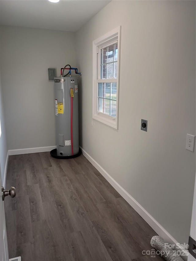 utility room featuring water heater